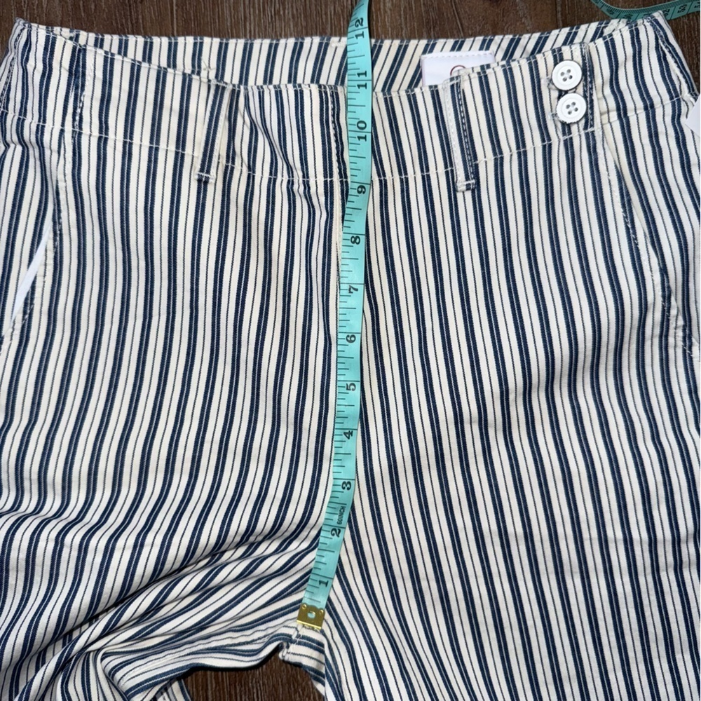 AG The High Rise Wide Leg Crop Stripped Trouser Pant Blue White - Picture 5 of 10